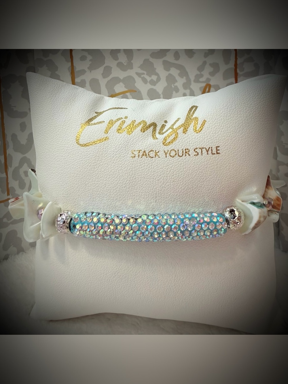 New ERIMISH Bracelet - Mint Shell w/ Teal Glitterbar